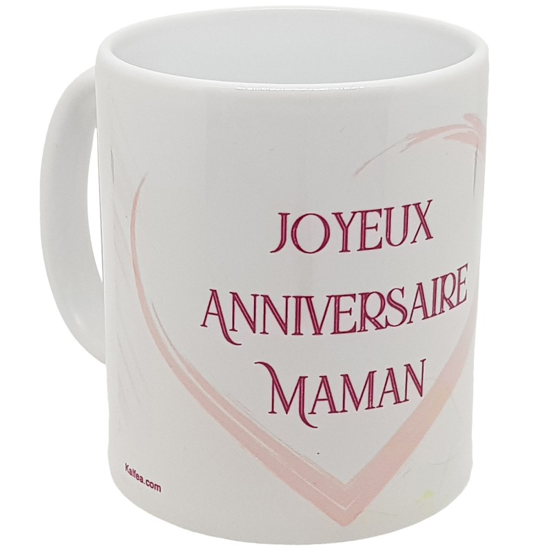 Mug anniversaire maman tasse cadeau pastel fleurs amour
