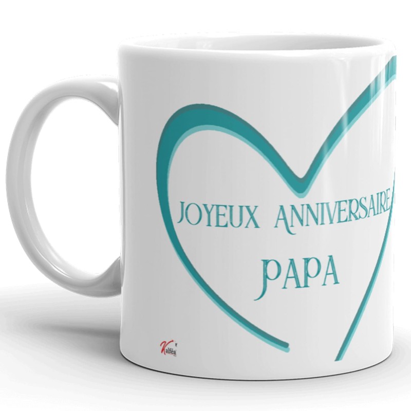 Mug anniversaire papa cadeau tasse bleu cœur dégradé élégant