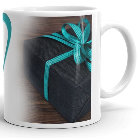 Mug anniversaire papa cadeau tasse bleu cœur dégradé élégant