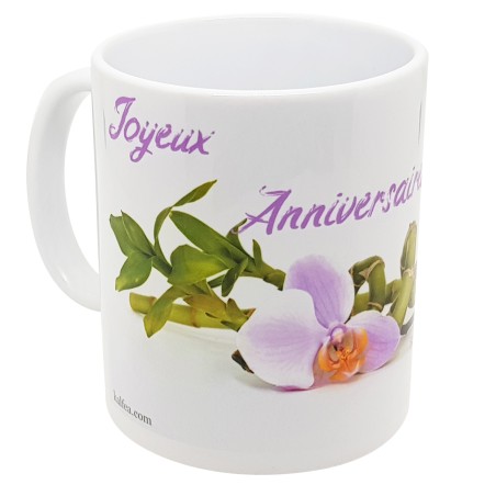 Mug joyeux anniversaire mamie tasse orchidée bambou cadeau