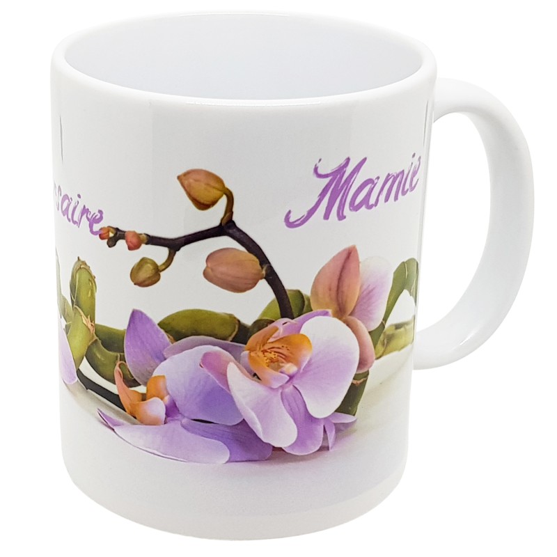 Mug joyeux anniversaire mamie tasse orchidée bambou cadeau