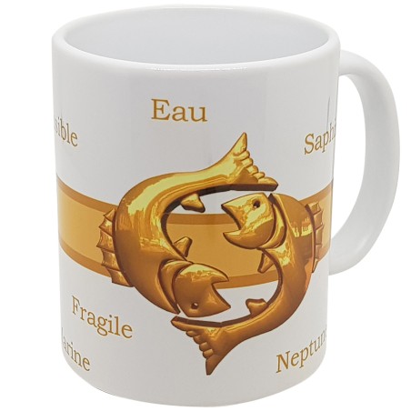 Mug rétro signe Poissons idée cadeau astrologique originale