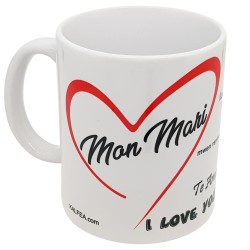 Mug Mon Mari, Je t’aime en plusieurs langues cadeau romantique