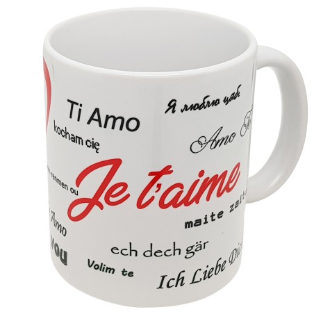 Mug Mon Mari, Je t’aime en plusieurs langues cadeau romantique