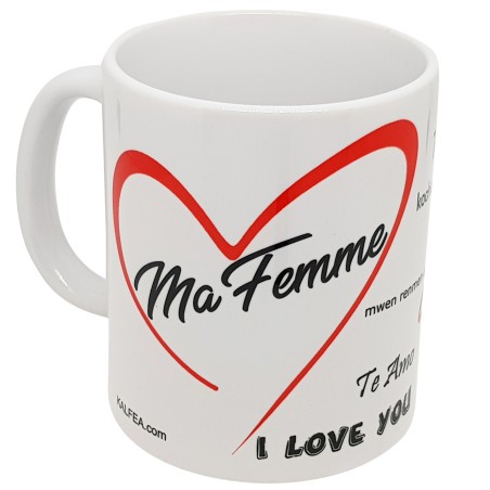 Mug Ma Femme je t’aime multilingue idée cadeau romantique pas chère