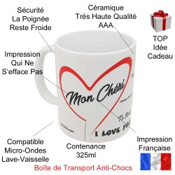 Mug Mon Chéri Je t’aime multilingue pour cadeau romantique