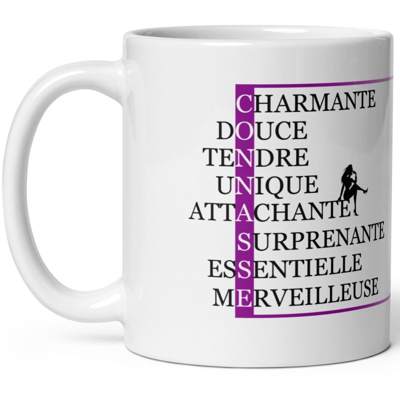 Mug Connasse mots croisés Cadeau drôle et décalé pour femme