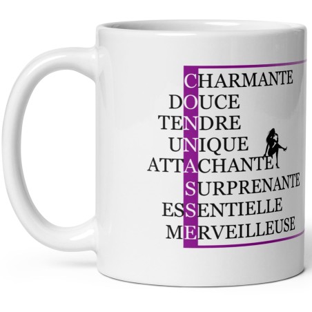 Mug Connasse mots croisés Cadeau drôle et décalé pour femme
