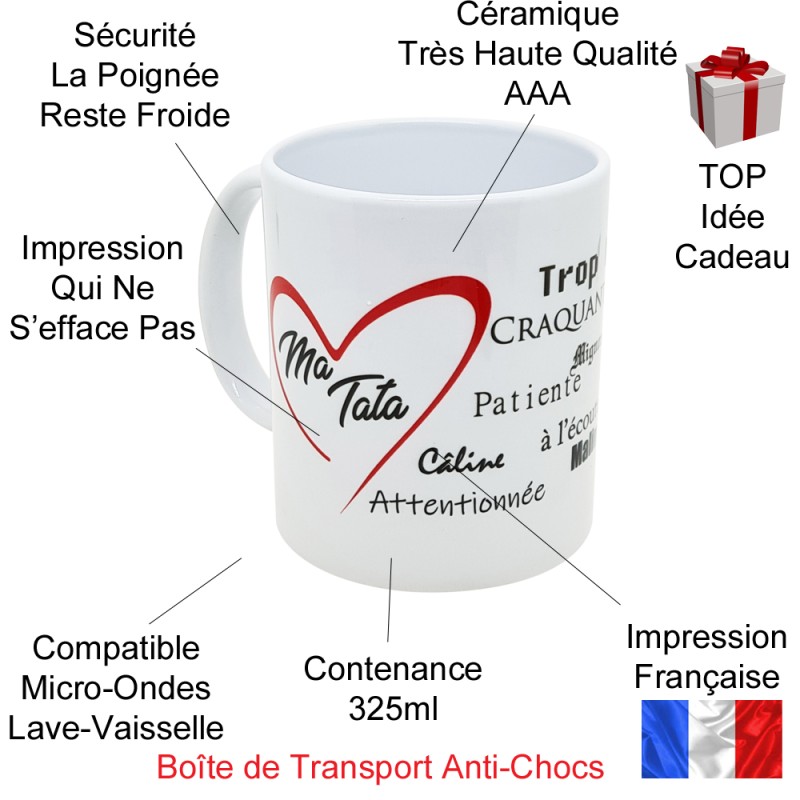 Mug Ma Tata cœur rouge Tasse de compliments à offrir