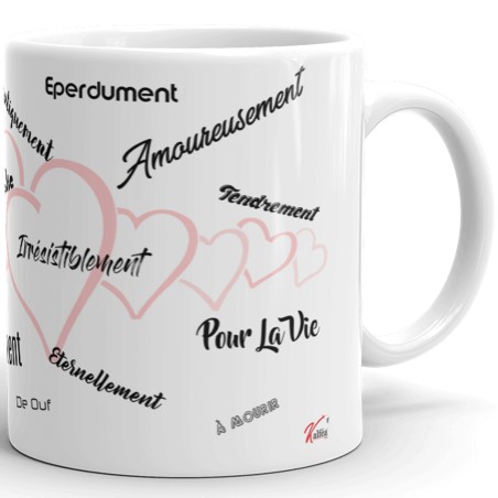Mug Je t’aime tendrement Tasse romantique pleine de mots doux