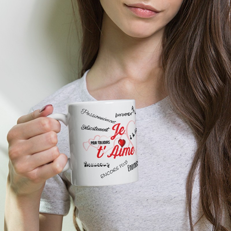 Mug Je t’aime tendrement Tasse romantique pleine de mots doux