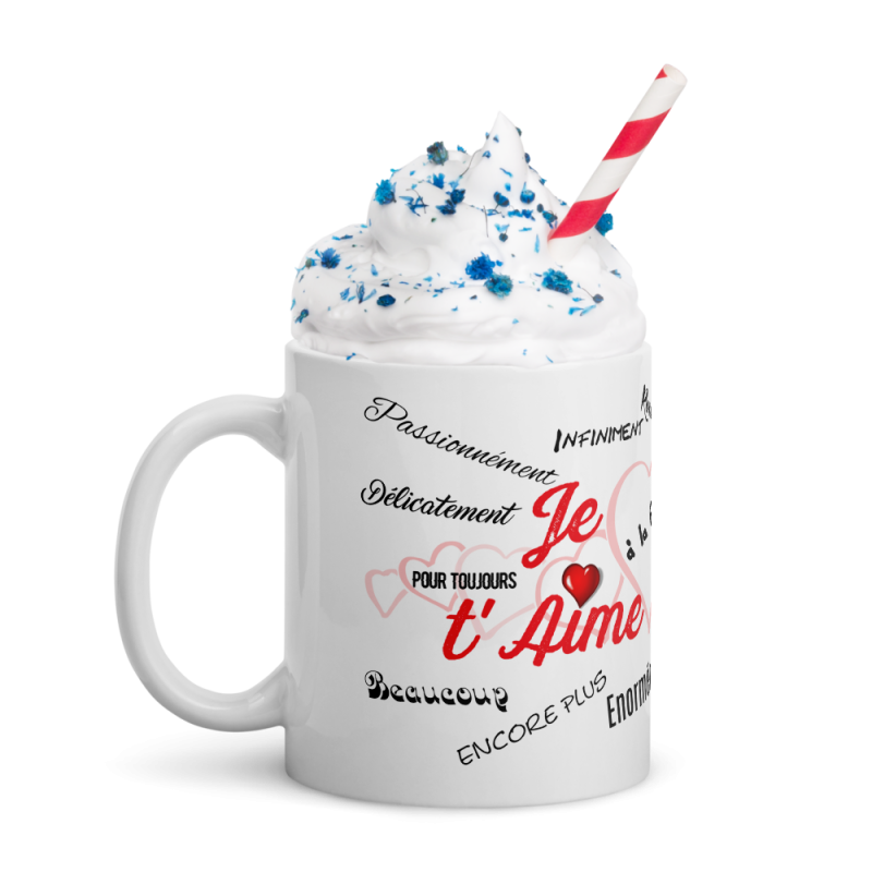Mug Je t’aime tendrement Tasse romantique pleine de mots doux