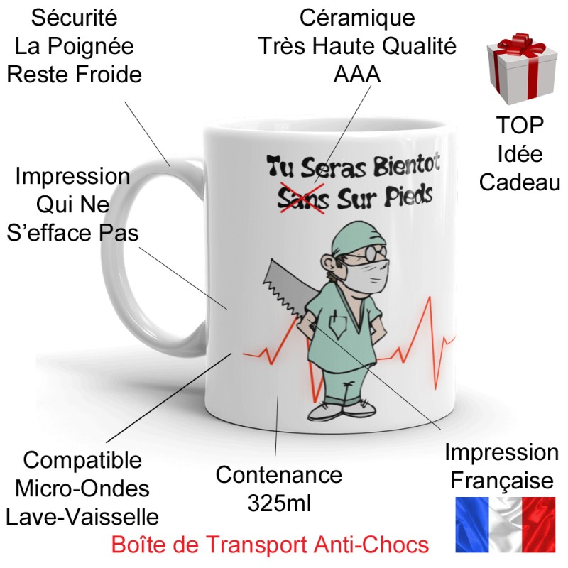 Mug convalescence Tu seras bientôt sur pieds idée cadeau pas cher