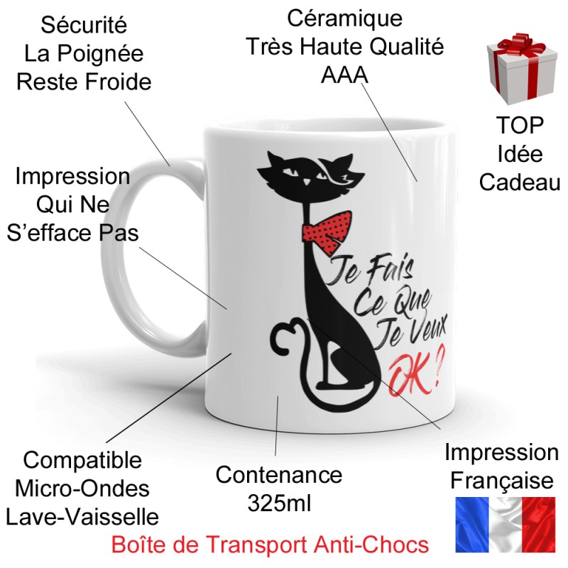 Mug chat Je fais ce que je veux tasse cadeau pour fan de chats