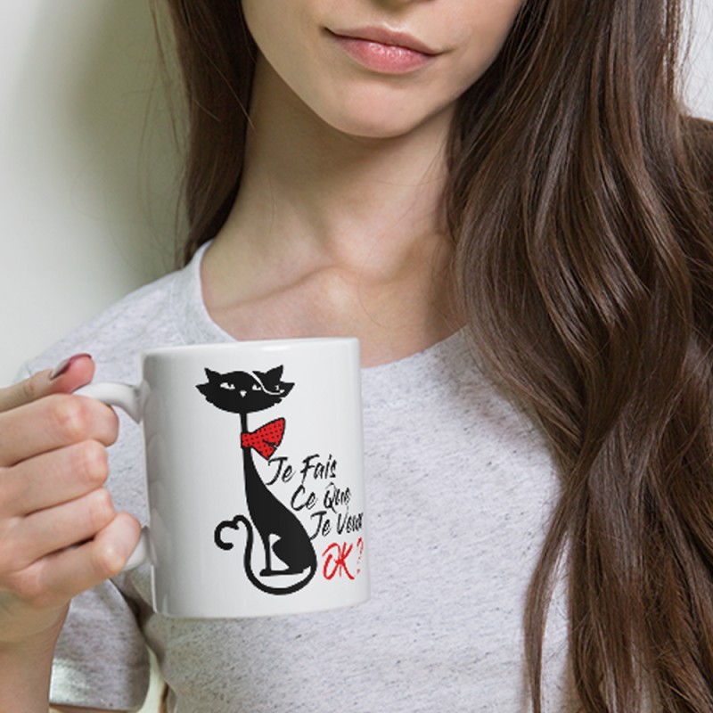 Mug chat Je fais ce que je veux tasse cadeau pour fan de chats