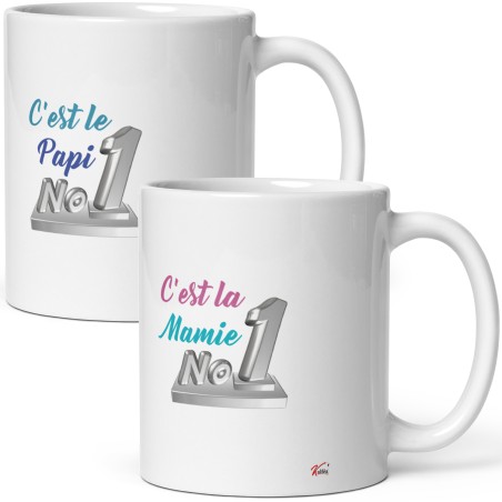 Duo mugs mamie et papi n°1 cadeau grands-parents