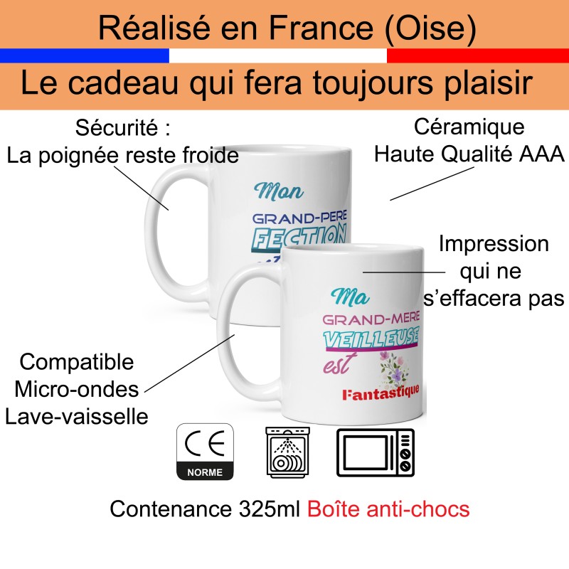 Duo mugs mamie et papi n°1 cadeau grands-parents