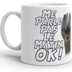 Mug Me parle pas le matin tasse cadeau drôle dinosaures