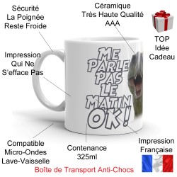 Mug Me parle pas le matin tasse cadeau drôle dinosaures