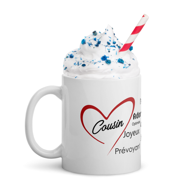 Mug cousin cœur rouge tasse cadeau pas chère