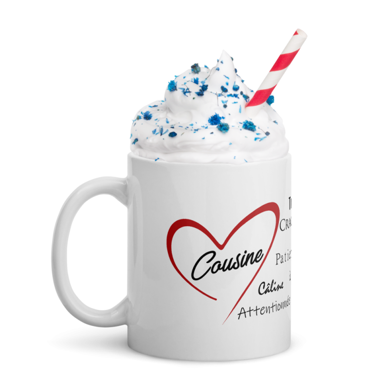 Mug cousine cœur rouge tasse cadeau originale