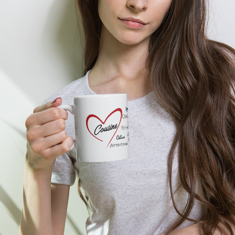Mug cousine cœur rouge tasse cadeau originale