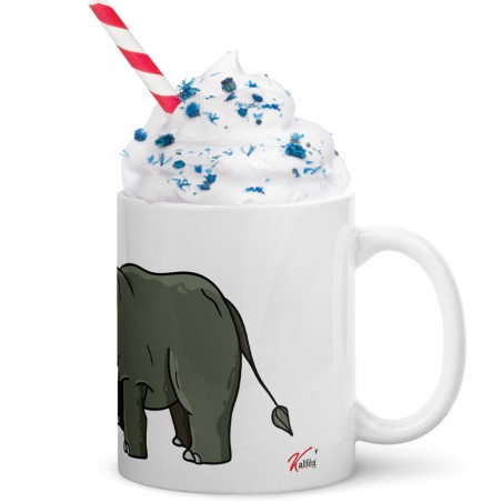 Mug humour rhino tête dans le Q tasse pas chère