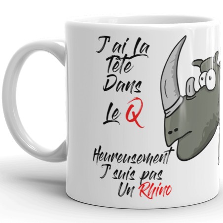 Mug humour rhino tête dans le Q tasse pas chère