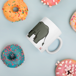 Mug humour rhino tête dans le Q tasse pas chère