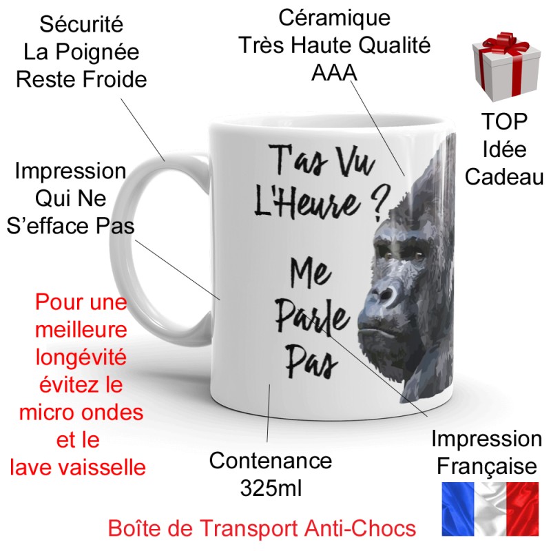 Mug me parle pas humour gorille tasse cadeau décalée