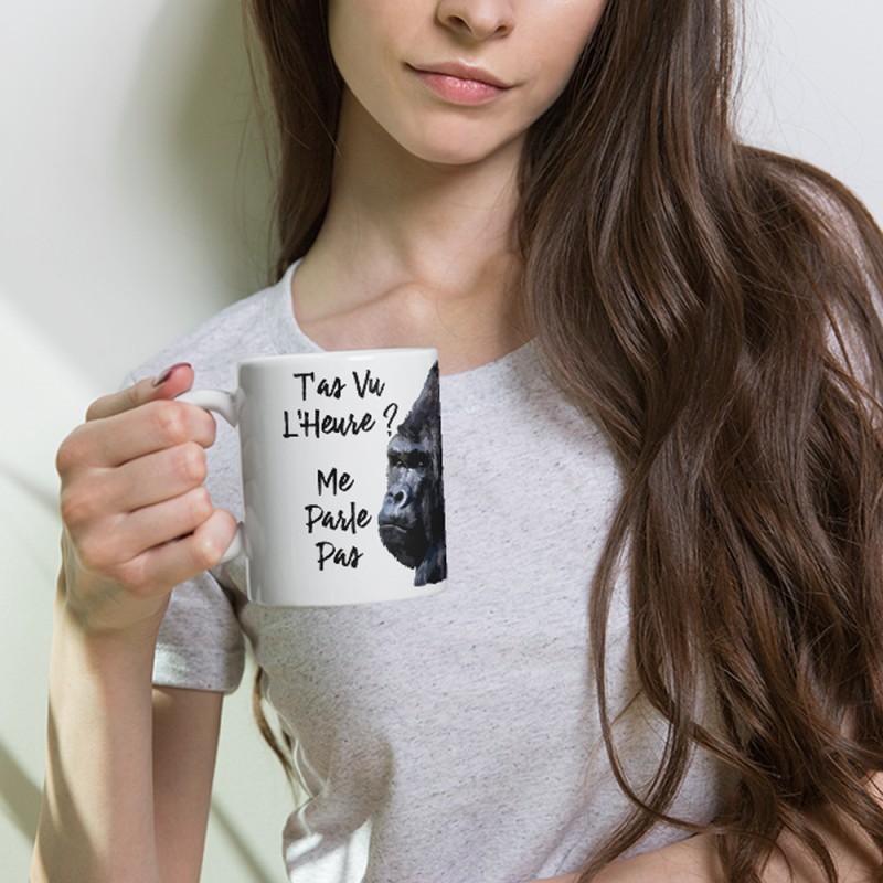 Mug me parle pas humour gorille tasse cadeau décalée