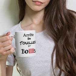 Mug arrête de touiller tasse cadeau café humour original