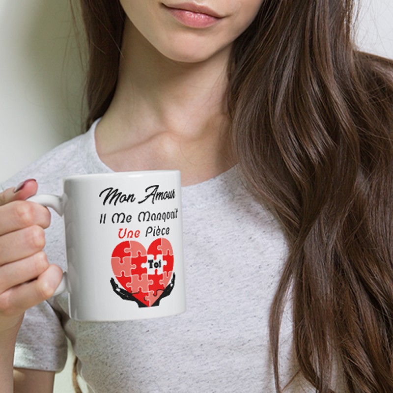 Mug amoureux il me manquait une pièce tasse cadeau romantique