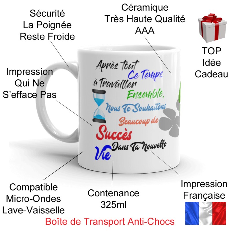 Mug collègue départ tasse cadeau succès et chance