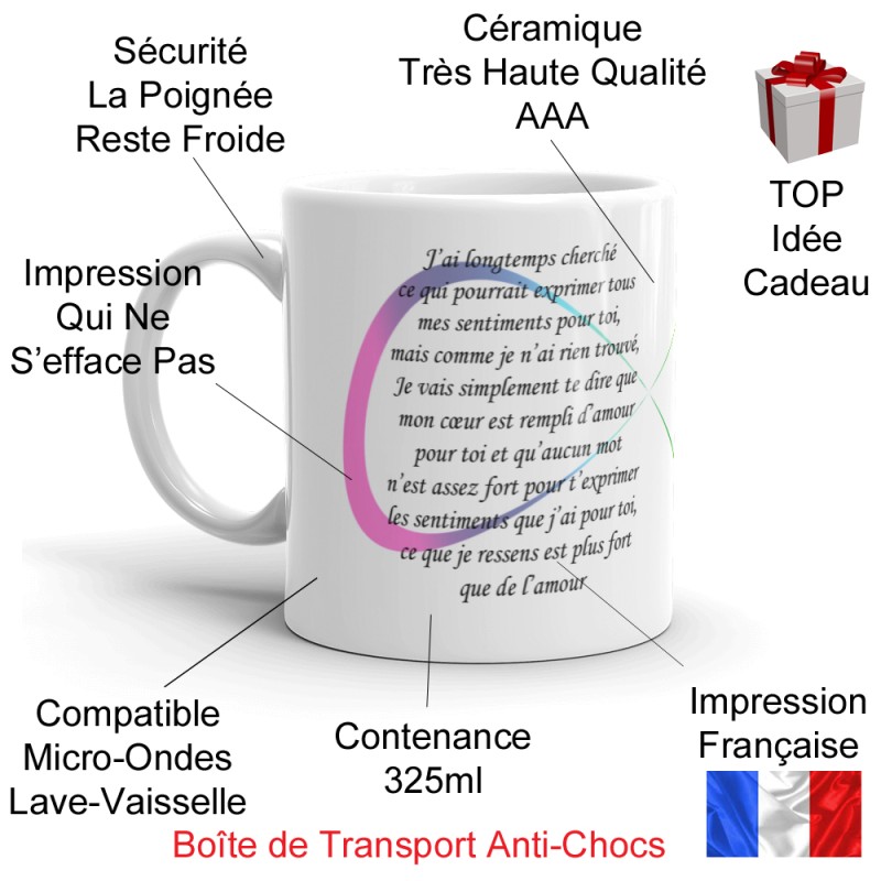 Mug amour infini déclaration je t’aime pas cher