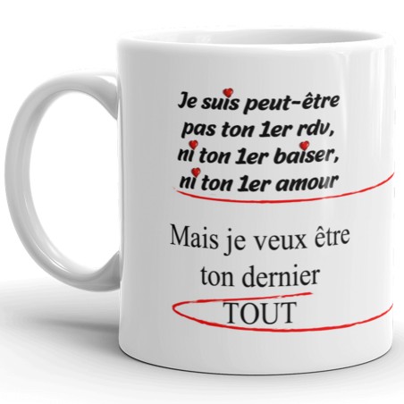 Mug romantique dernier amour tasse à offrir je t’aime
