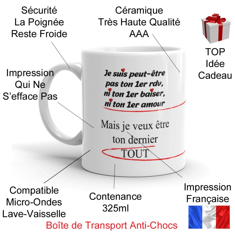 Mug romantique dernier amour tasse à offrir je t’aime