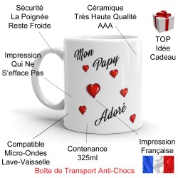 Duo de mugs mamie et papy d’amour tasses cadeau tendresse