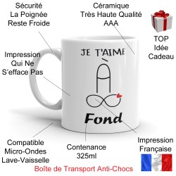 Mug coquin Je t’aime à fond, idée cadeau pas chere pour couple complice