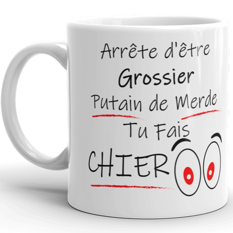 Mug humour Arrête d’être grossier cadeau original pas cher