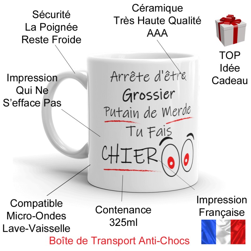 Mug humour Arrête d’être grossier cadeau original pas cher