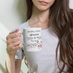 Mug humour Arrête d’être grossier cadeau original pas cher