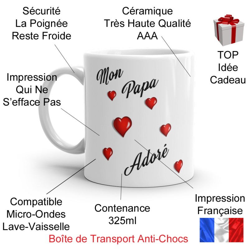 Mug Mon Papa Adoré avec message Je t’aime pour la fête des pères