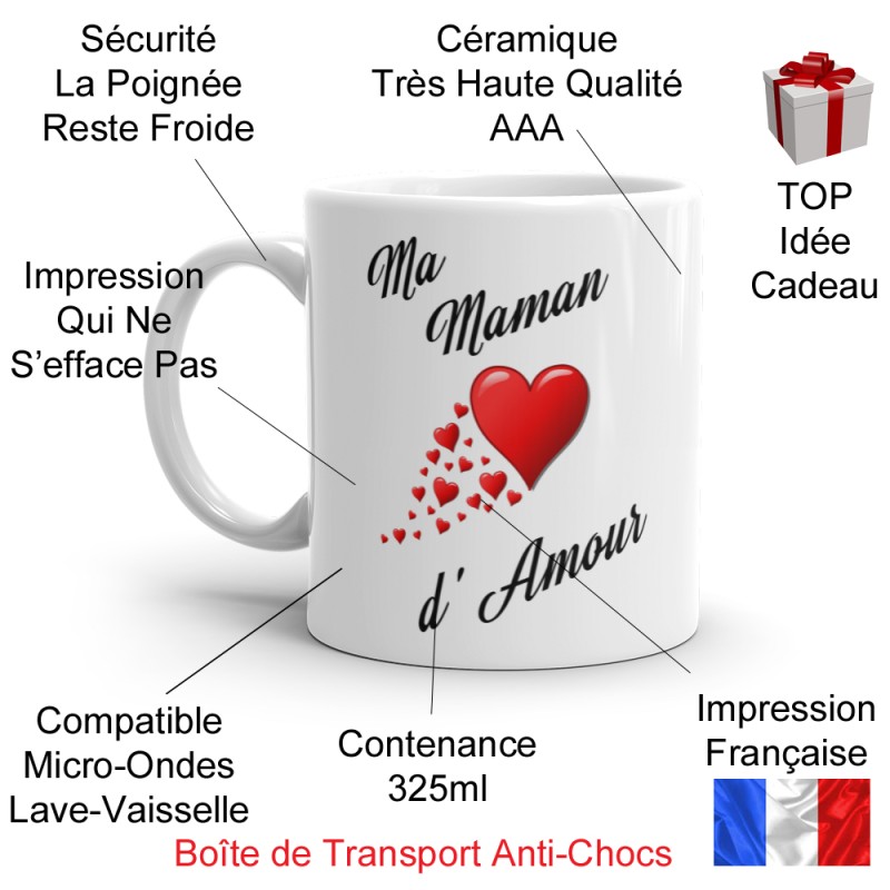 Duo de mugs Mon Papa Adoré et Ma Maman d’Amour pour un cadeau parents