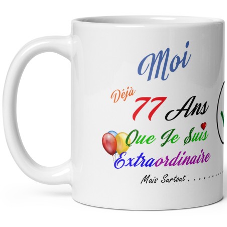 Mug anniversaire 77 ans humour tasse cadeau original à offrir
