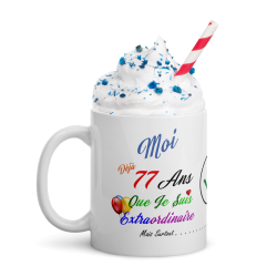 Mug anniversaire 77 ans humour tasse cadeau original à offrir