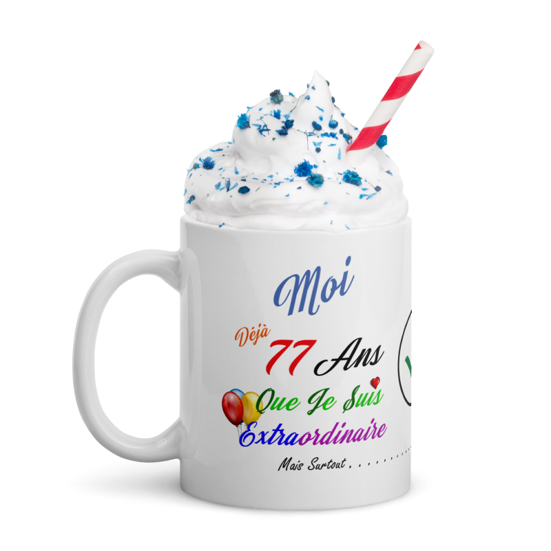 Mug anniversaire 77 ans humour tasse cadeau original à offrir
