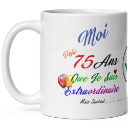 Mug anniversaire 75 ans humour tasse cadeau à offrir