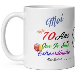 Tasse cadeau 70 ans humour à offrir pour anniversaire