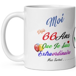 Tasse 66 ans humour à offrir pour un anniversaire original